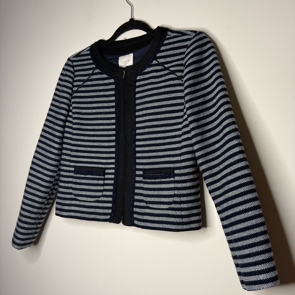 J. CREW Suiting Glitter Tweed Preppy Office Work Academia Striped Blazer Jacket - Picture 4 of 9